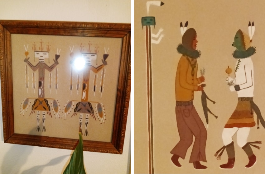 Vintage Navajo Indian Sand Painting Framed Native American 